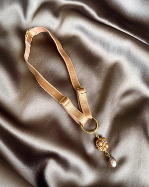 Choker with Beaded Pendant - Old Gold