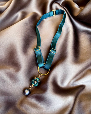Choker with Beaded Pendant - Teal