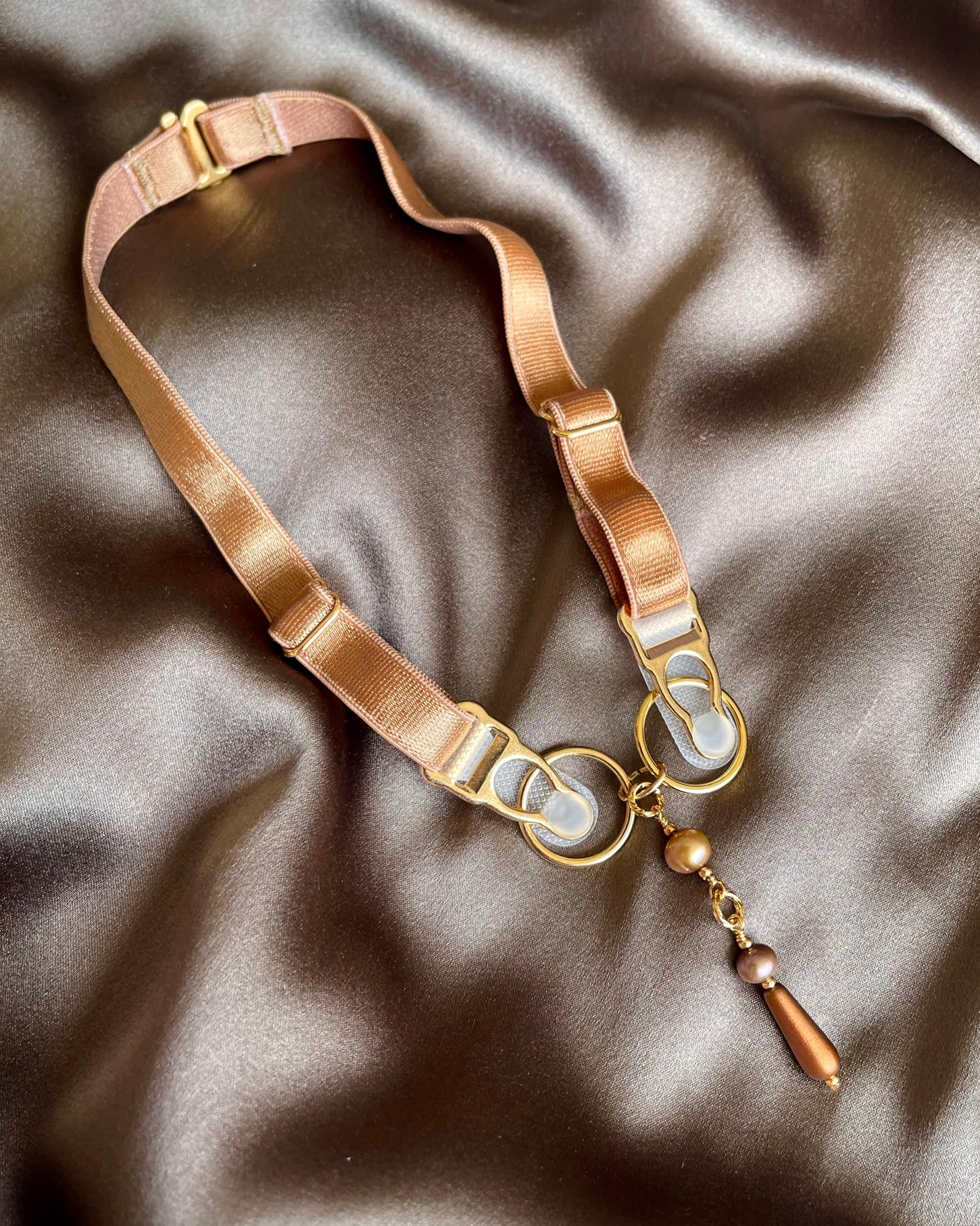 Garter Choker with Droplet Pendant - Old Gold