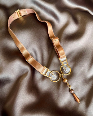Garter Choker with Droplet Pendant - Old Gold